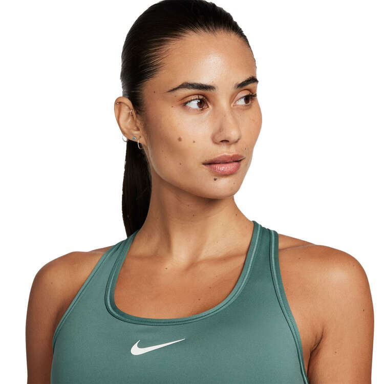 Nike Womens Dri-FIT Swoosh Medium Support Padded Sports Bra - Green/White slider