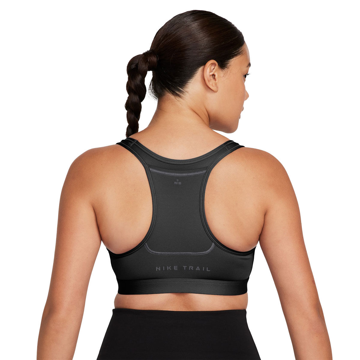 Nike Womens Dri-FIT Trail Swoosh On The Run Sports Bra - Black slider