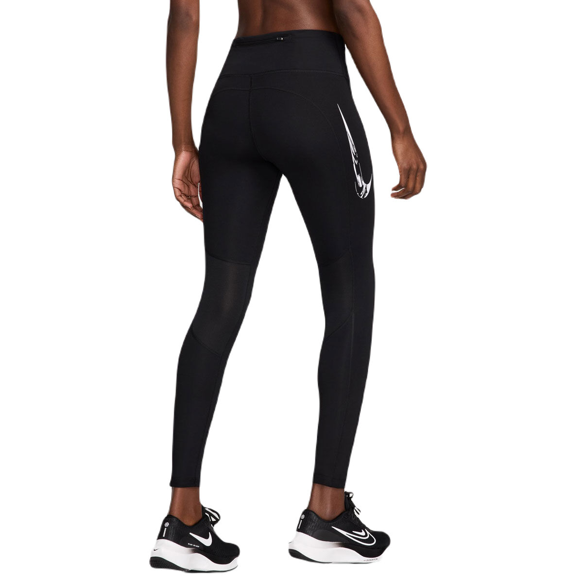 Nike Womens Fast Dri-FIT Swoosh Mid Rise 7/8 Running Tights - Black/White slider