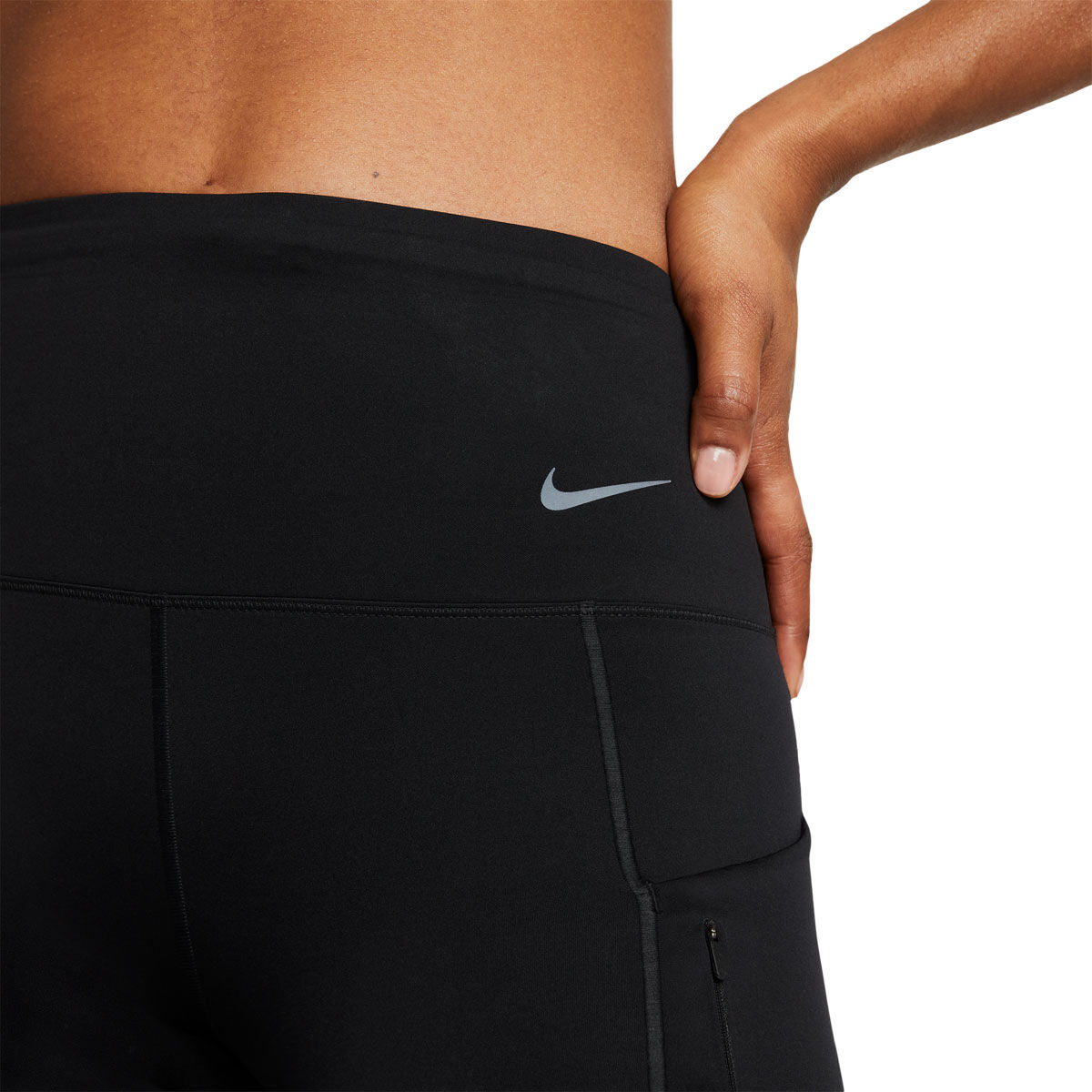 Nike Womens Go Dri-FIT Firm Support High Rise 8 Inch Short Tights - Black slider