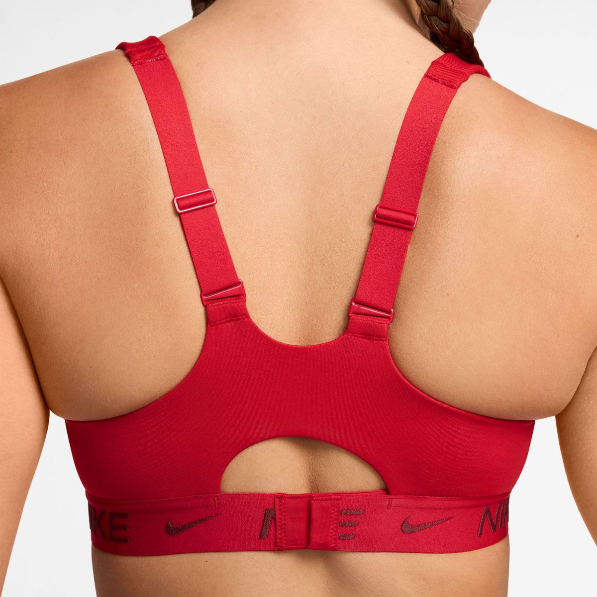 Nike Womens Indy Dri-FIT High Support Padded Adjustable Sports Bra - Red slider