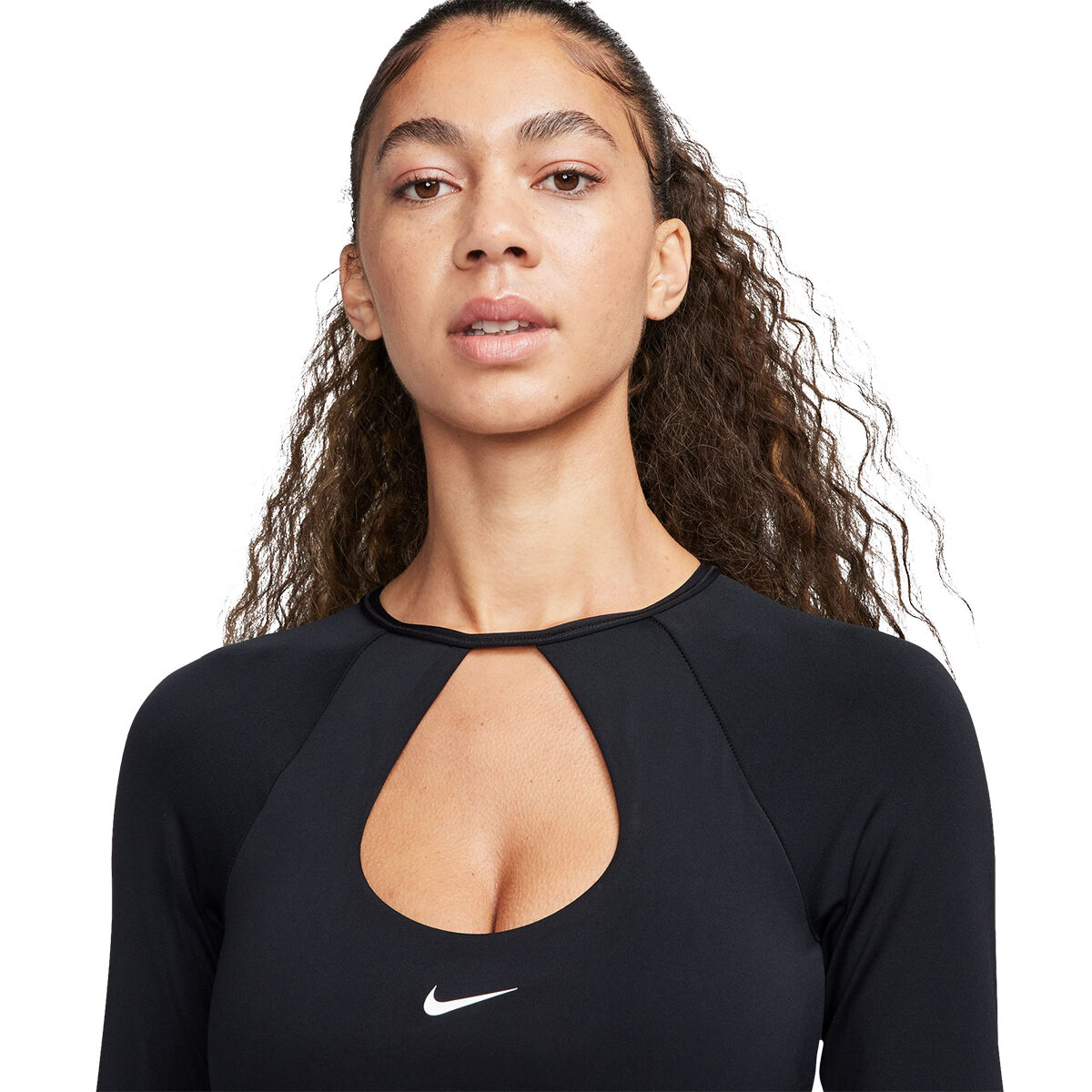 Nike Womens Long Sleeve Cropped Sports Bra Black XL - Black slider