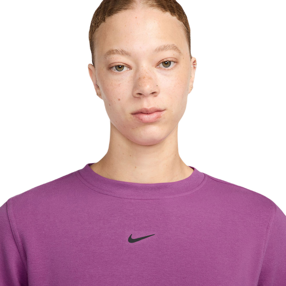 Nike Womens One Dri-FIT French Terry Crew Sweatshirt - Fuschia slider