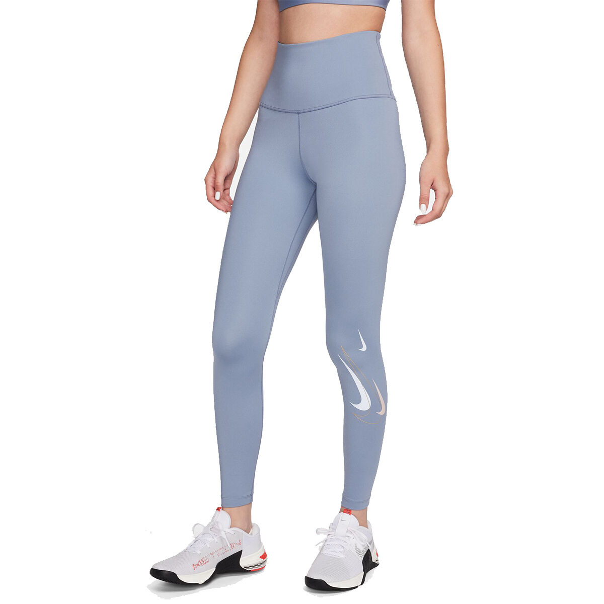 Nike Womens One Dri-FIT Graphic High Rise Full Length Tights - Ash slider