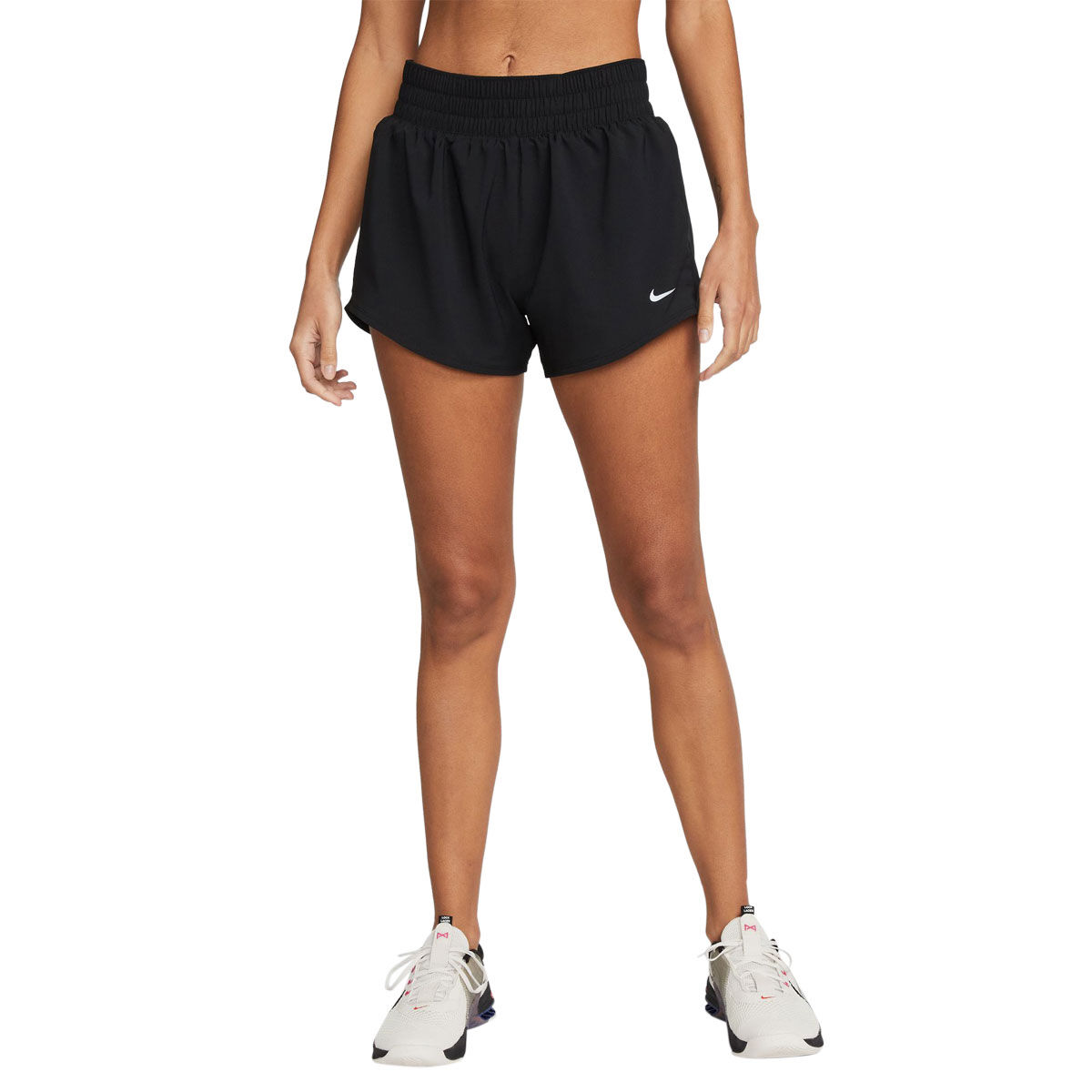 Nike Womens One Dri-FIT Mid Rise 3 Inch Brief-Lined Shorts - Black/Silver slider