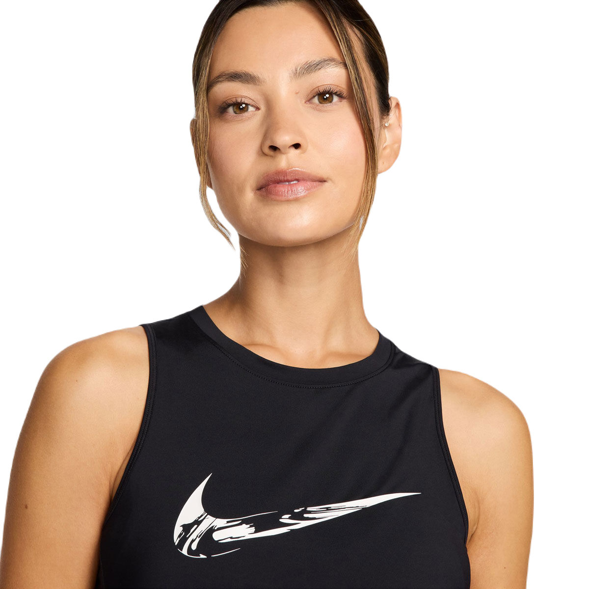 Nike Womens One Dri-FIT Swoosh Graphic Running Tank - Black/White slider