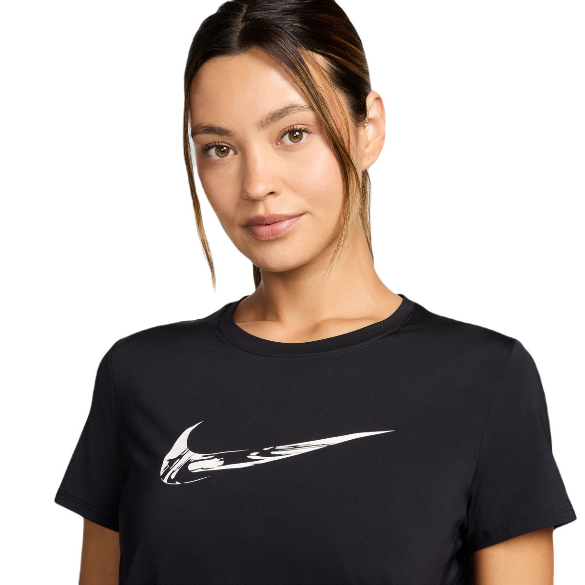 Nike Womens One Dri-FIT Swoosh Graphic Running Top - Black/White slider