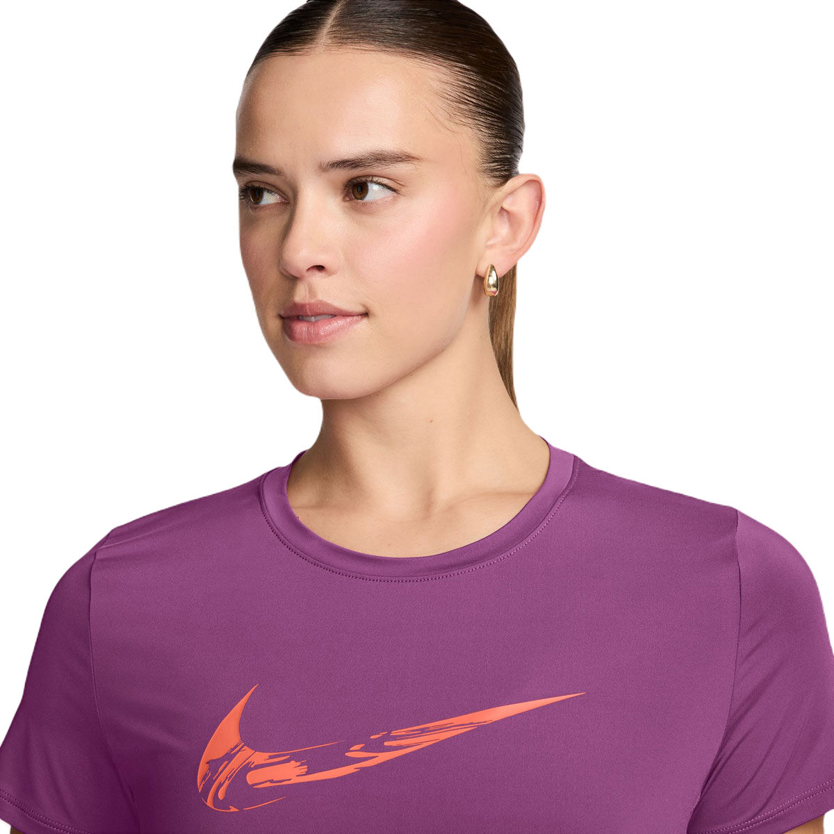 Nike Womens One Dri-FIT Swoosh Graphic Running Top - Black/White slider