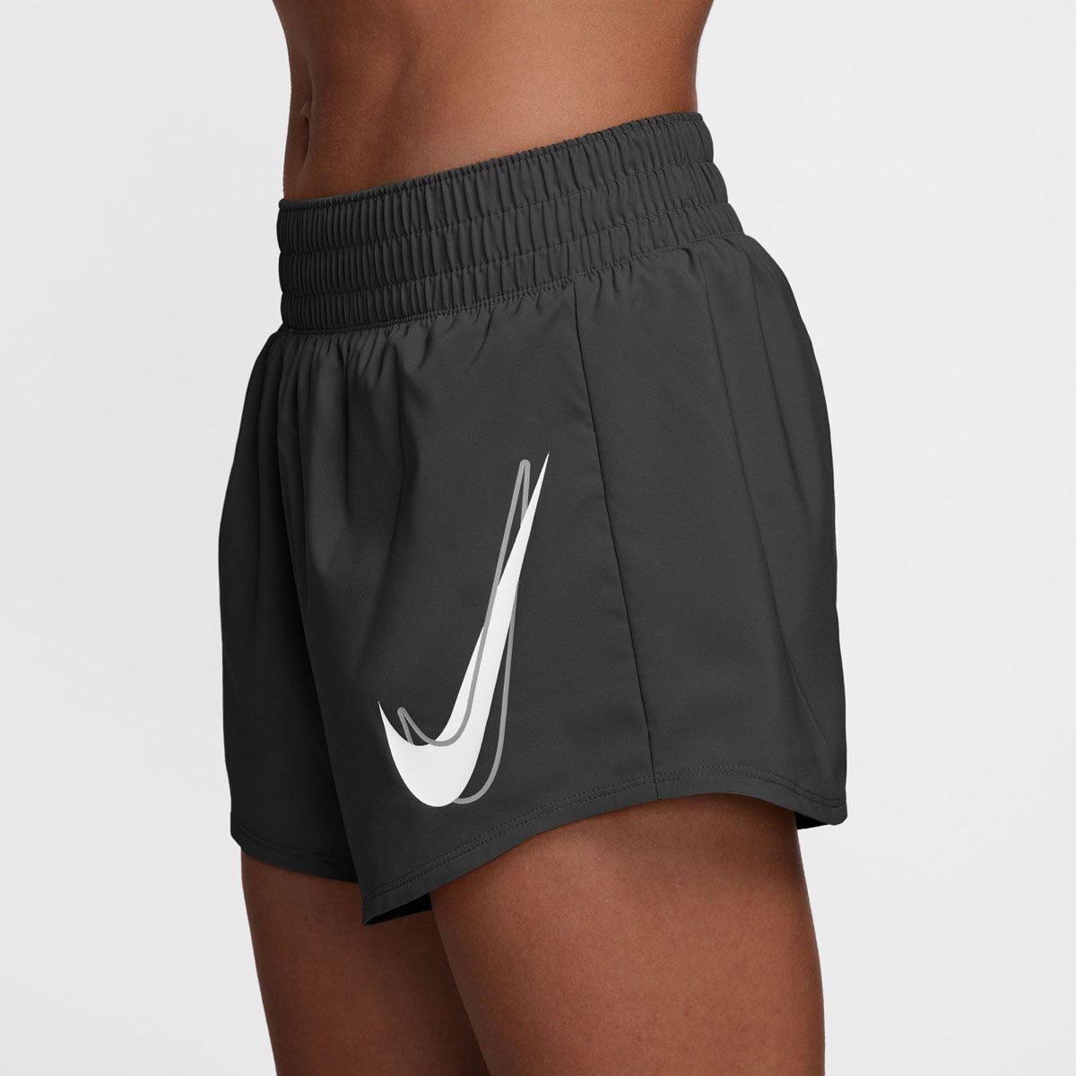 Nike Womens One Swoosh Dri-FIT Mid Rise Brief-Lined Running Shorts - Black slider