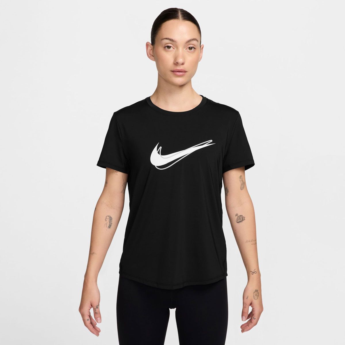 Nike Womens One Swoosh Dri-FIT Short Sleeve Running Tee - Black slider