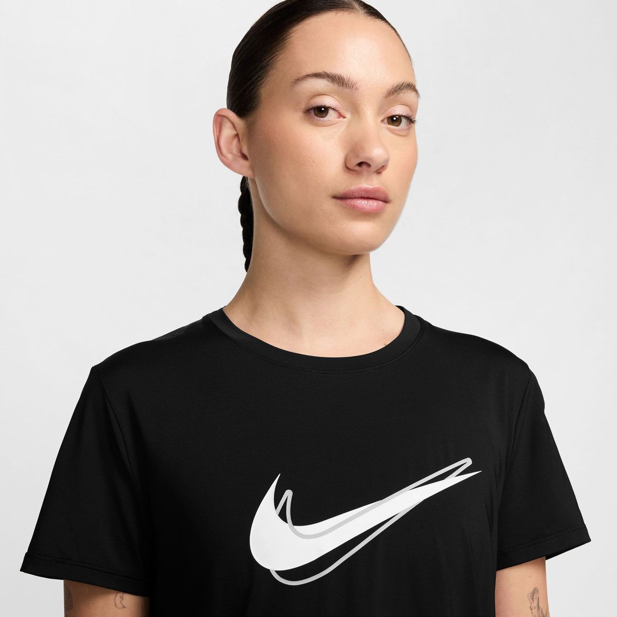 Nike Womens One Swoosh Dri-FIT Short Sleeve Running Tee - Black slider