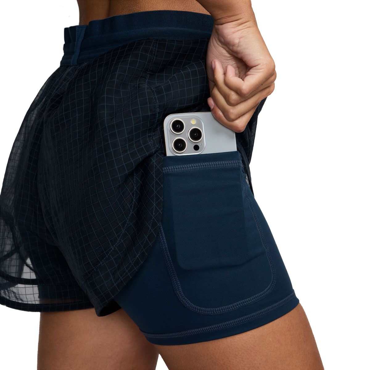 Nike Womens Running Division Dri-FIT Mid-Rise 3 Inch 2-in-1 Running Shorts - Navy slider