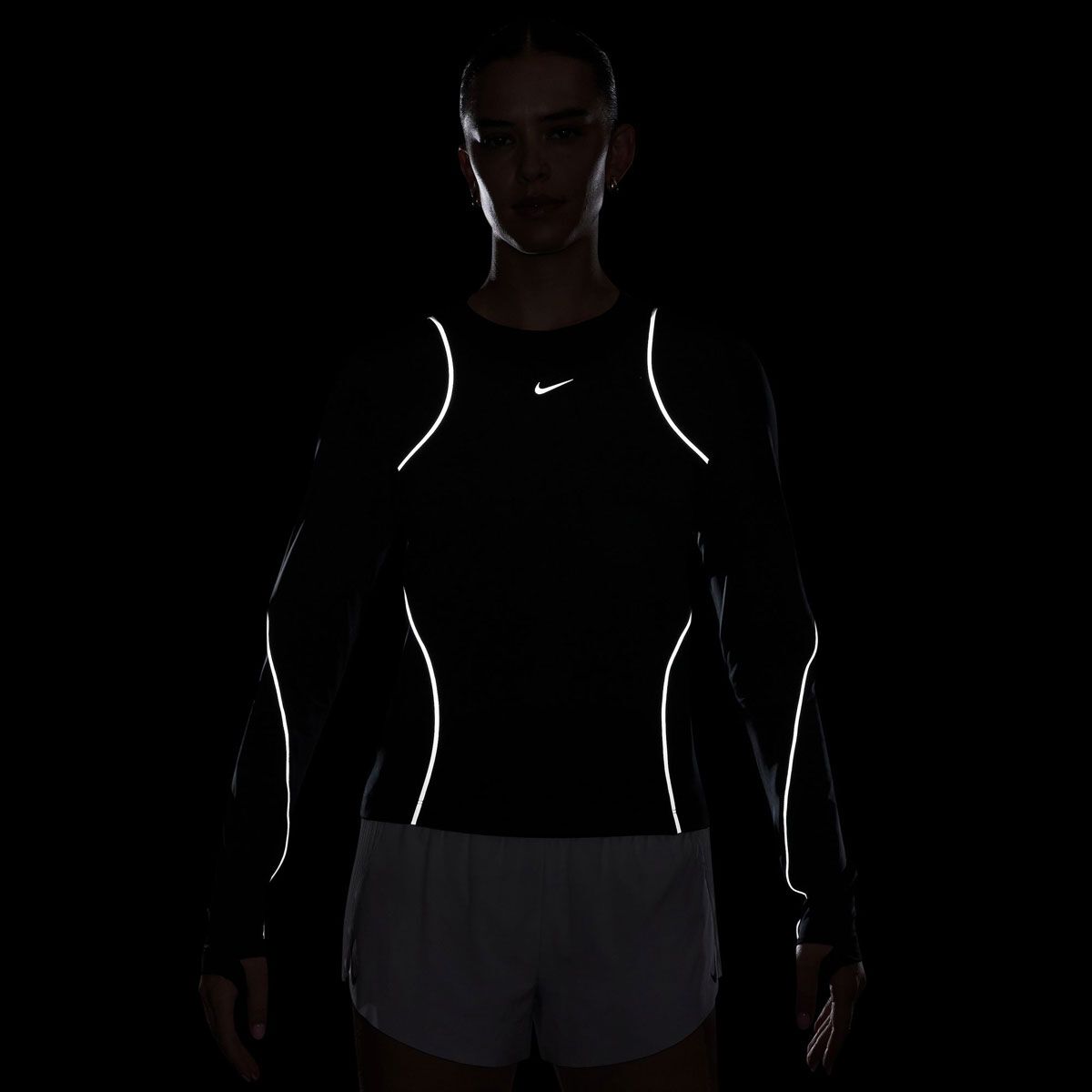 Nike Womens Running Division Reflective Long Sleeve Running Top - Black slider