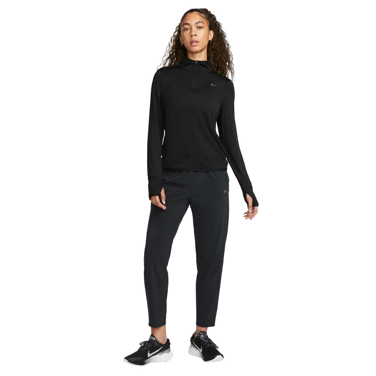 Nike Womens Swift Dri-FIT Element UV 1/2 Zip Long Sleeve Running Top - Black slider