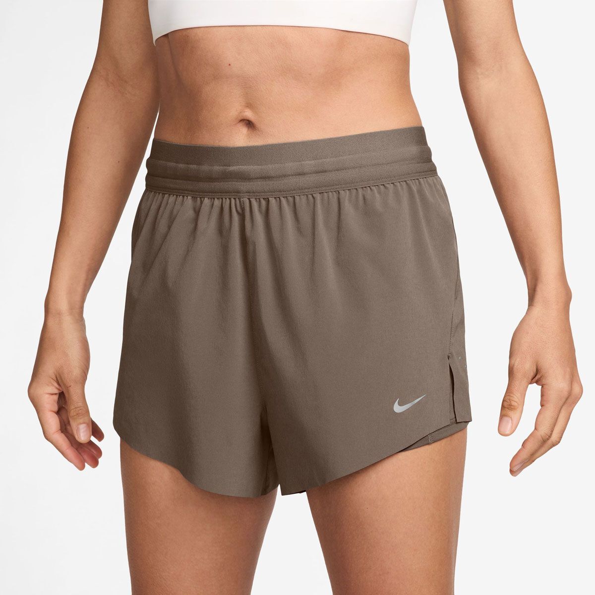 Nike Womens Swift Dri-FIT Mid Rise 2 in 1 Running Shorts - Brown slider