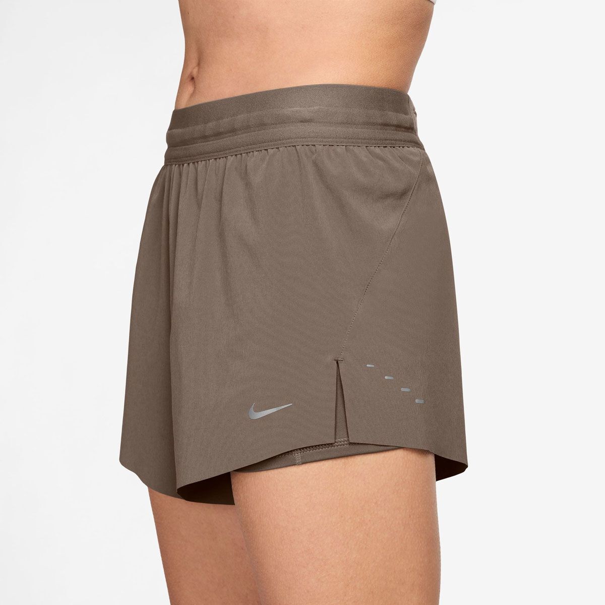 Nike Womens Swift Dri-FIT Mid Rise 2 in 1 Running Shorts - Brown slider