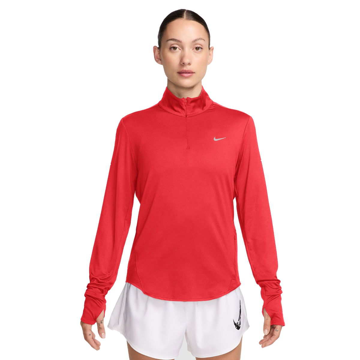 Nike Womens Swift Dri-FIT UV Half Zip Running Top Crimson L - Crimson
