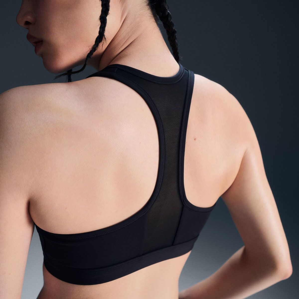 Nike Womens Swoosh Dri-FIT Front Zip Medium Support Padded Sports Bra - Black slider