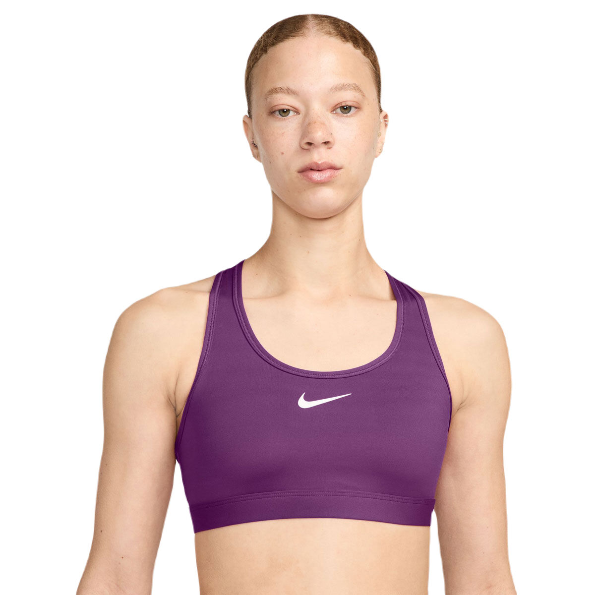 Nike Womens Swoosh Dri-FIT Medium Support Padded Sports Bra - White slider