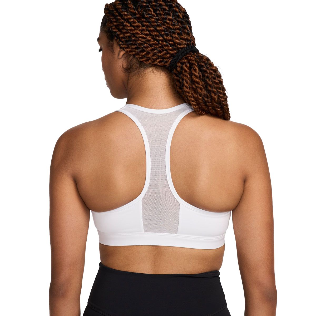 Nike Womens Swoosh Dri-FIT Mid Support Front Zip Sports Bra - White slider