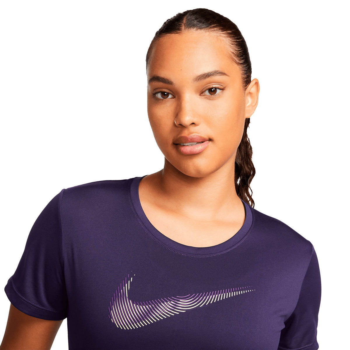 Nike Womens Swoosh Dri-FIT Running Tee Purple XS - Purple slider