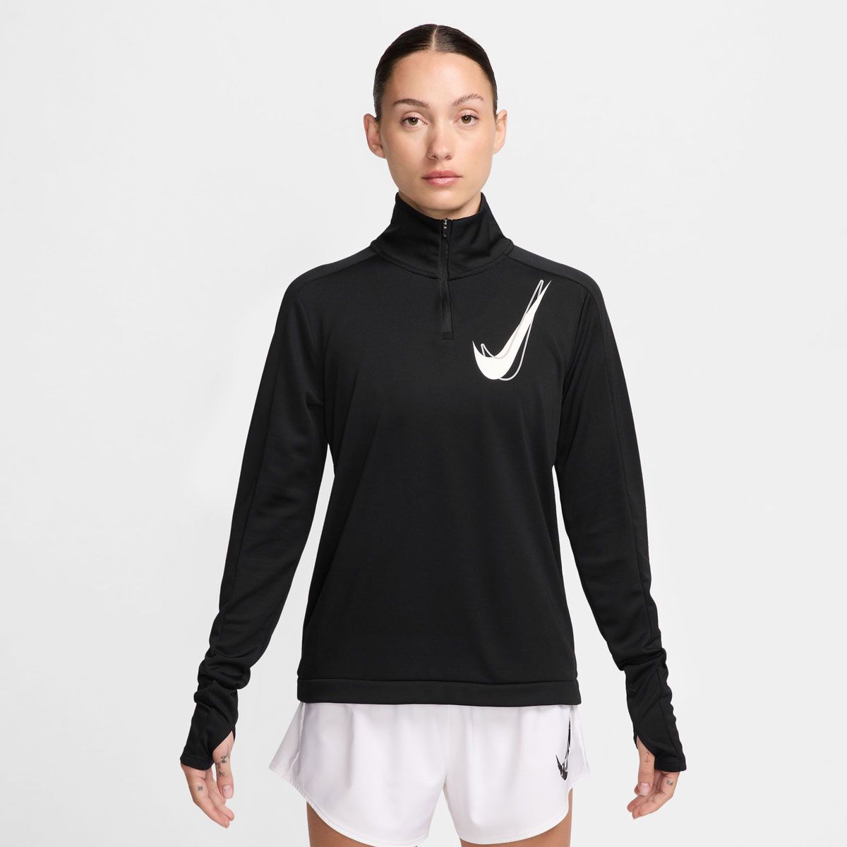 Nike Womens Swoosh Half Zip Running Mid Layer - Orange slider