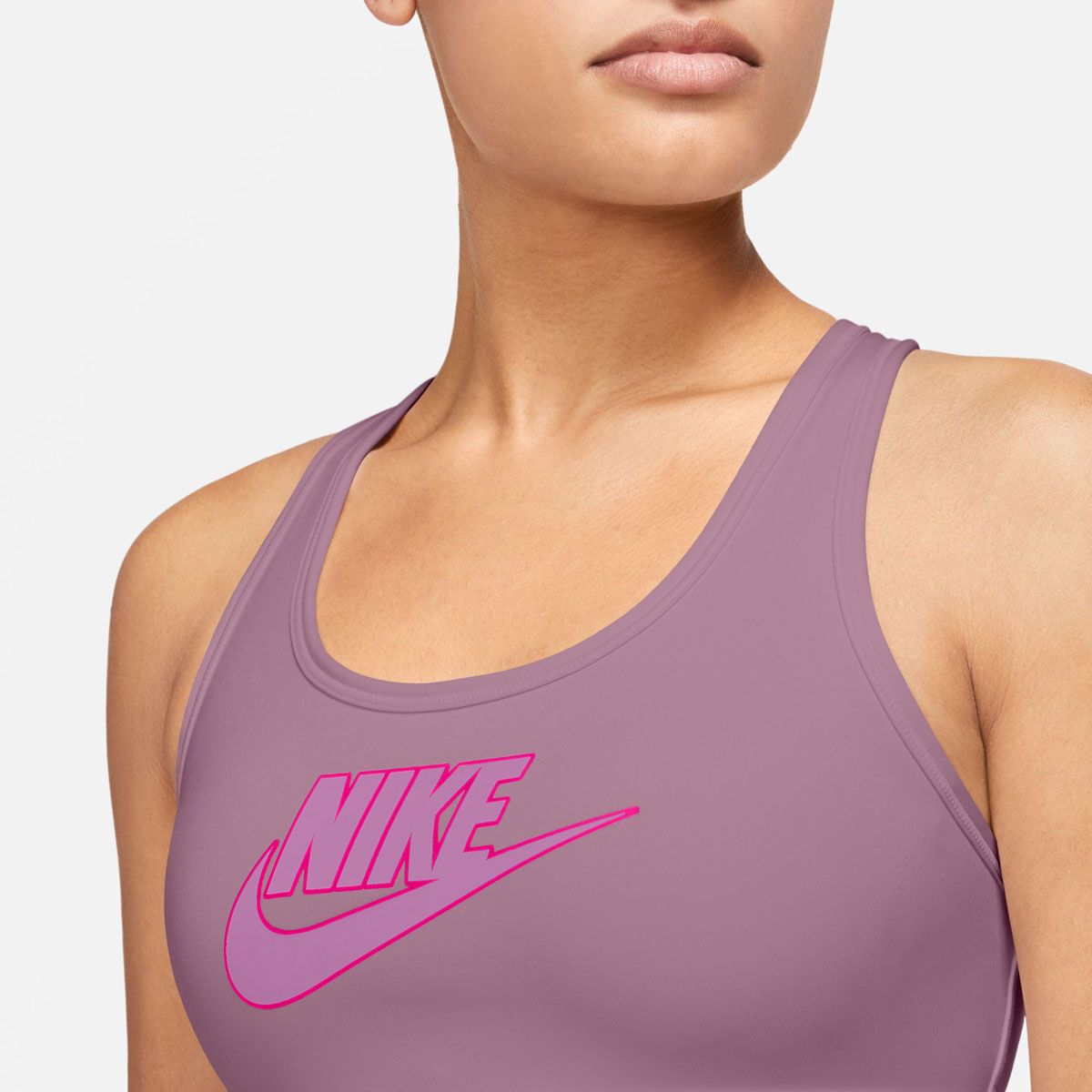 Nike Womens Swoosh Medium Support Padded Logo Sports Bra - Plum slider