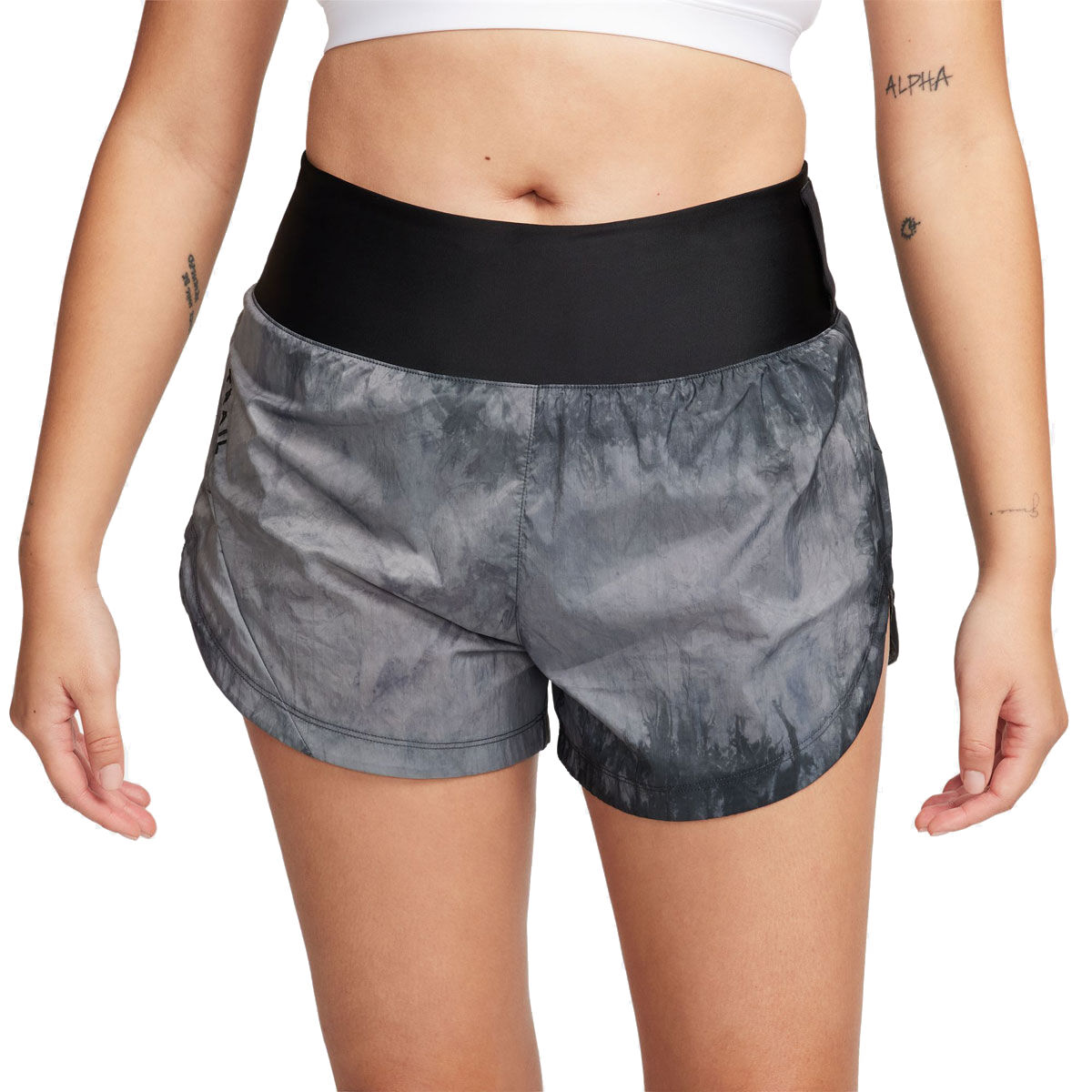 Nike Womens Trail Repel Mid Rise 3 Inch Brief-Lined Running Shorts - Black slider