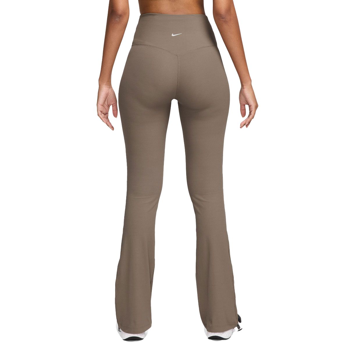 Nike Womens Zenvy Cutout High Rise Ribbed Flare Leggings - Brown slider