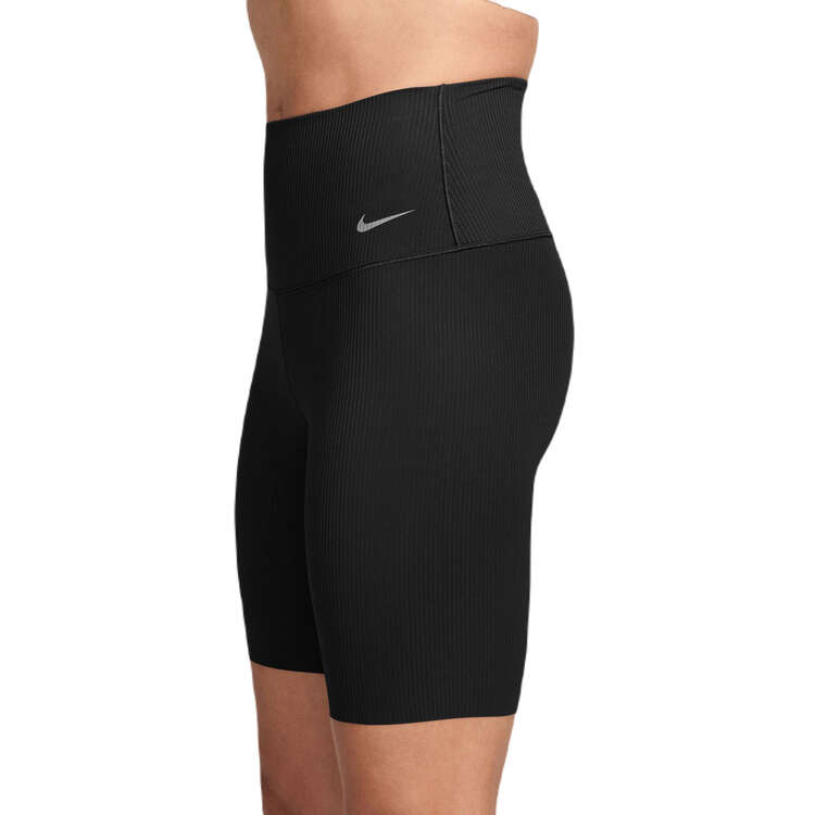 Nike Womens Zenvy Dri-FIT High Rise 8 Inch Ribbed Bike Shorts - Black slider