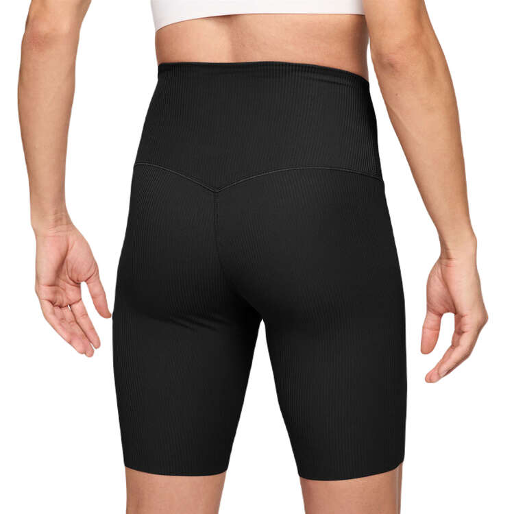 Nike Womens Zenvy Dri-FIT High Rise 8 Inch Ribbed Bike Shorts - Black slider