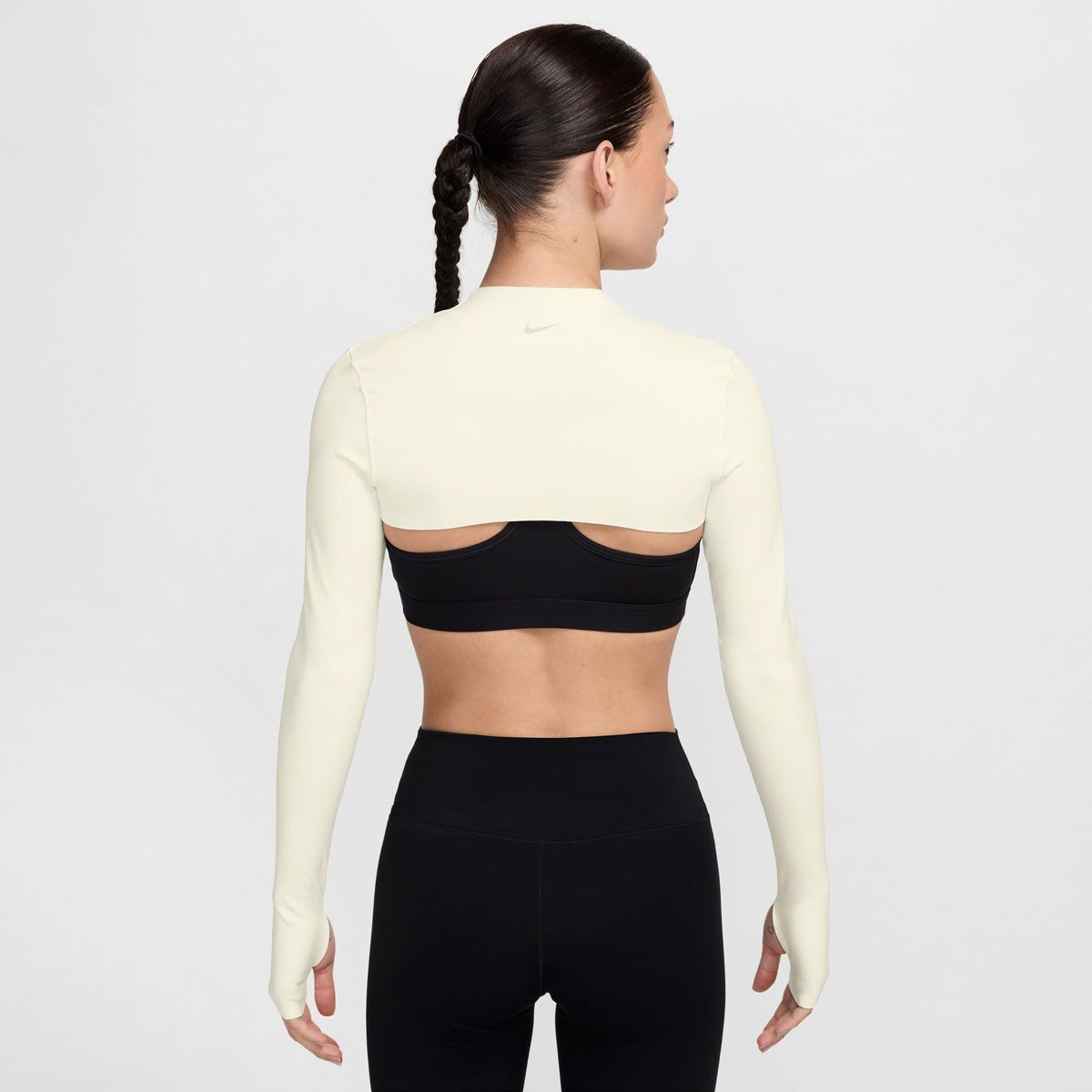 Nike Womens Zenvy Dri-FIT Long Sleeve Shrug Top - White slider