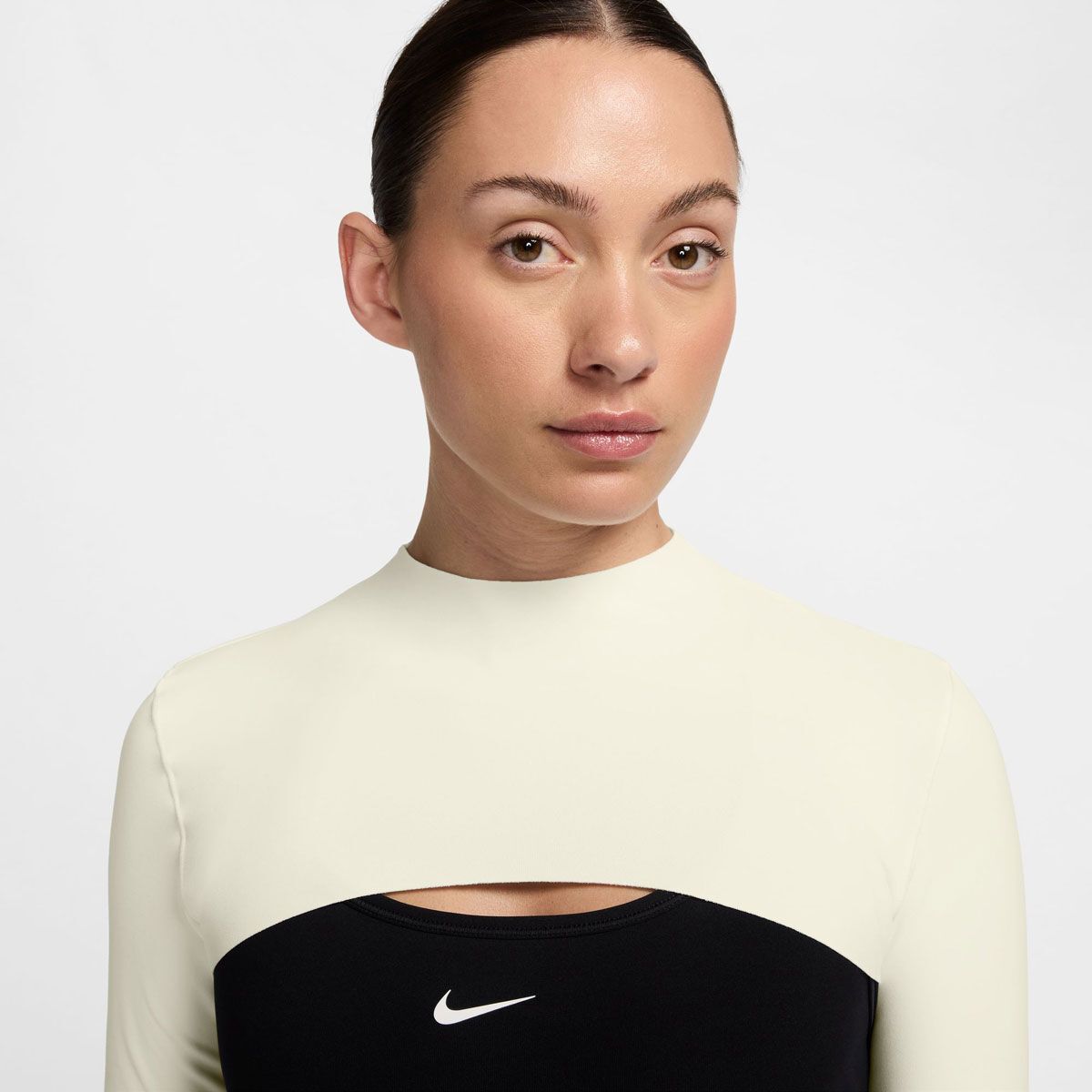 Nike Womens Zenvy Dri-FIT Long Sleeve Shrug Top - White slider