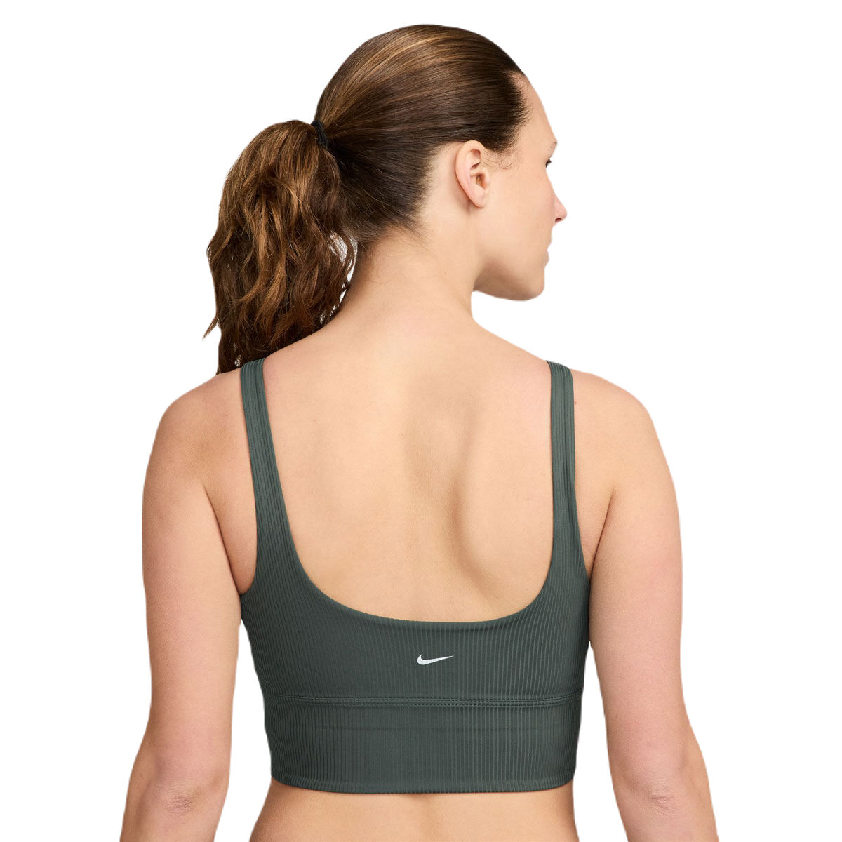 Nike Womens Zenvy Rib Light Support Padded Longline Sports Bra - Green slider