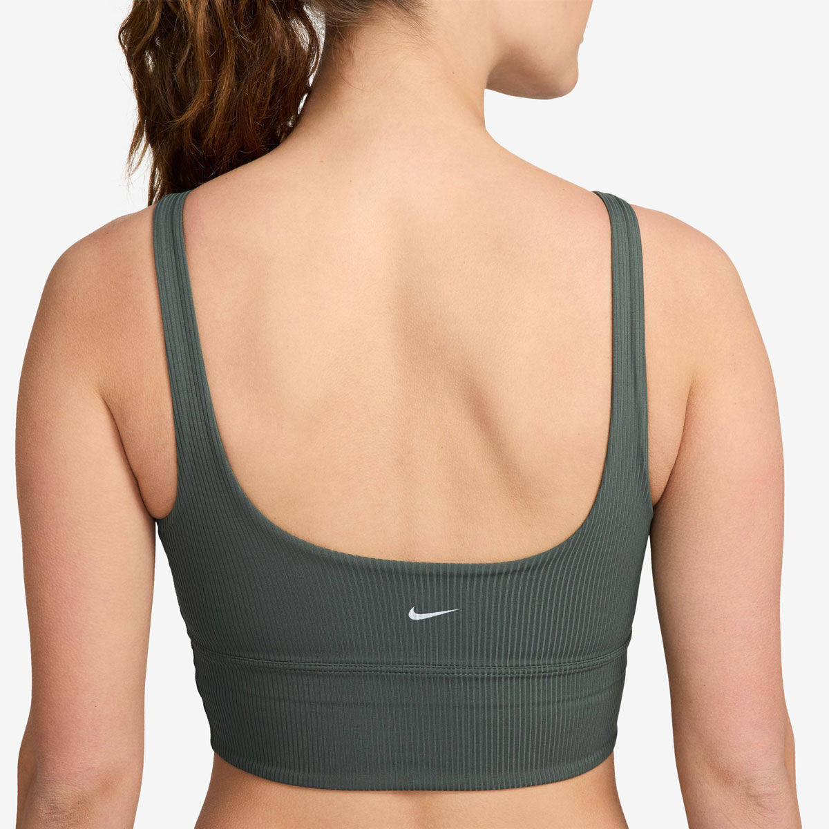 Nike Womens Zenvy Rib Light Support Padded Longline Sports Bra - Green slider