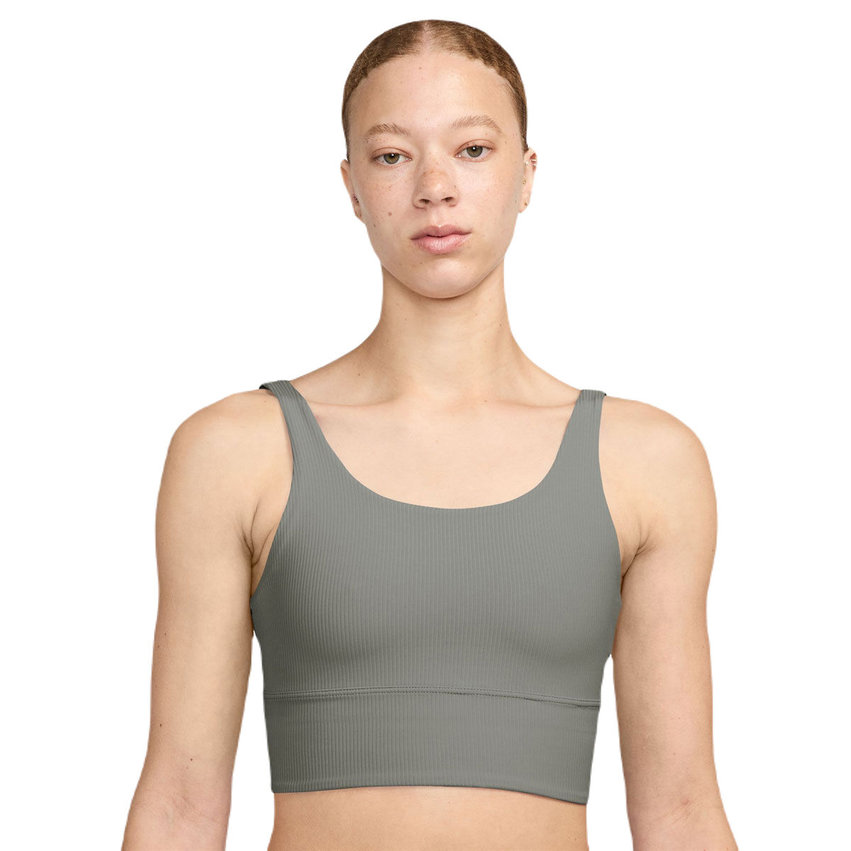 Nike Womens Zenvy Wide Ribbed Light Support Longline Sports Bra - Army slider