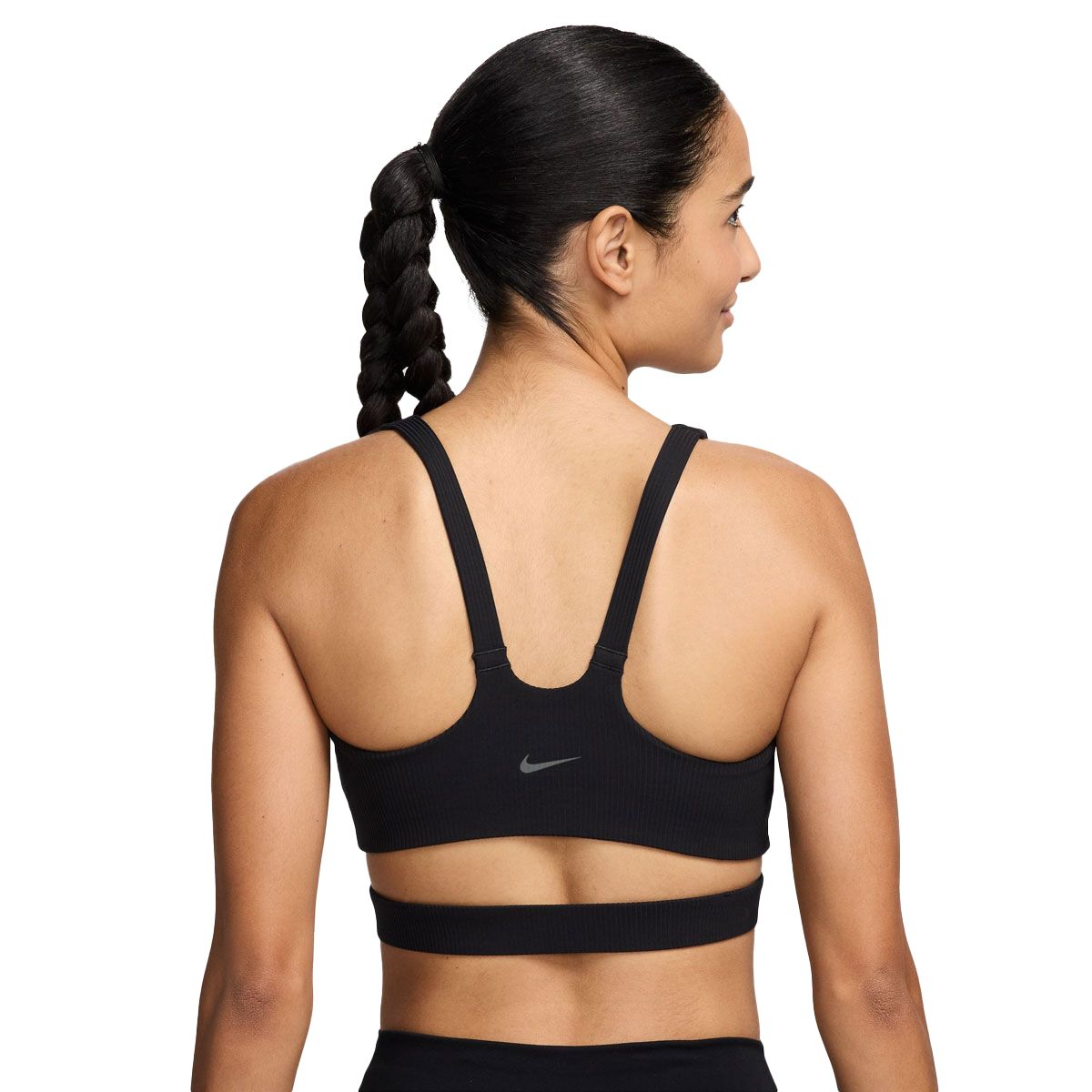 Nike Womens Zenvy Wide Ribbed Light Support Padded Sports Bra - Black slider