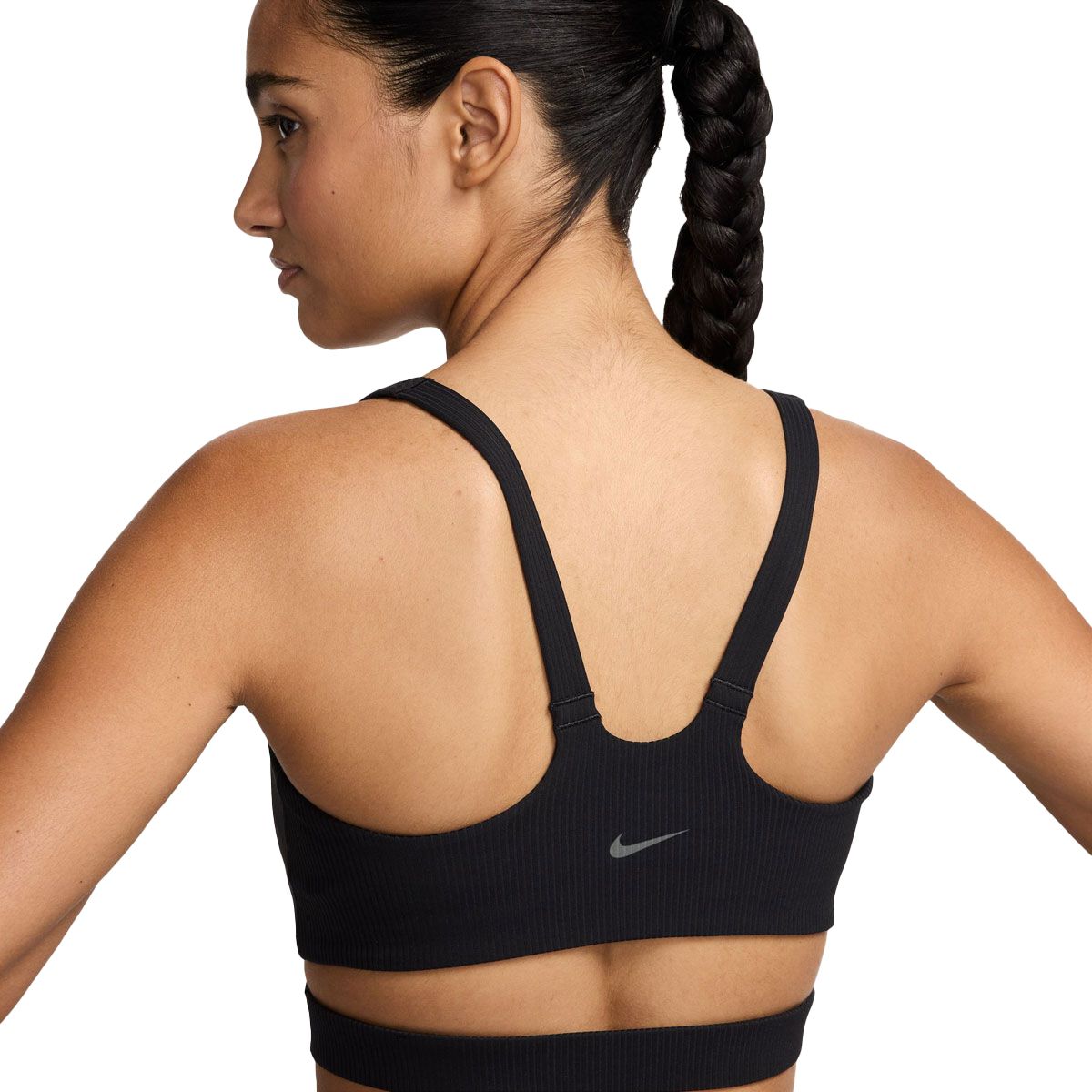 Nike Womens Zenvy Wide Ribbed Light Support Padded Sports Bra - Black slider