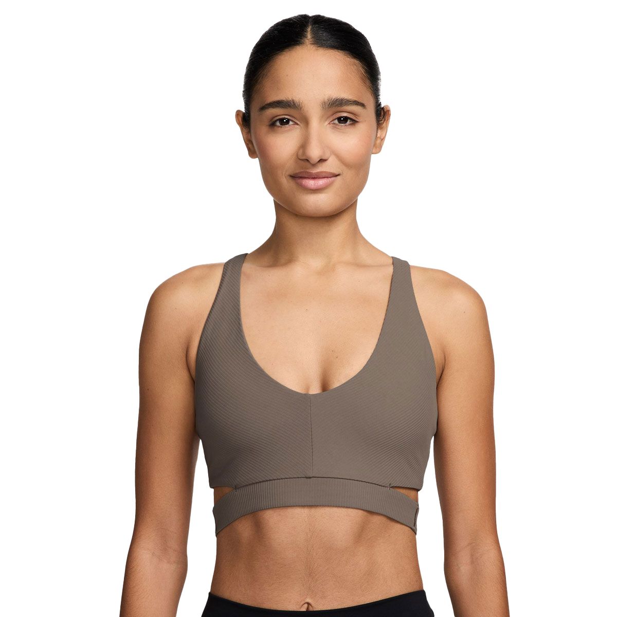 Nike Womens Zenvy Wide Ribbed Light Support Padded Sports Bra - Black slider