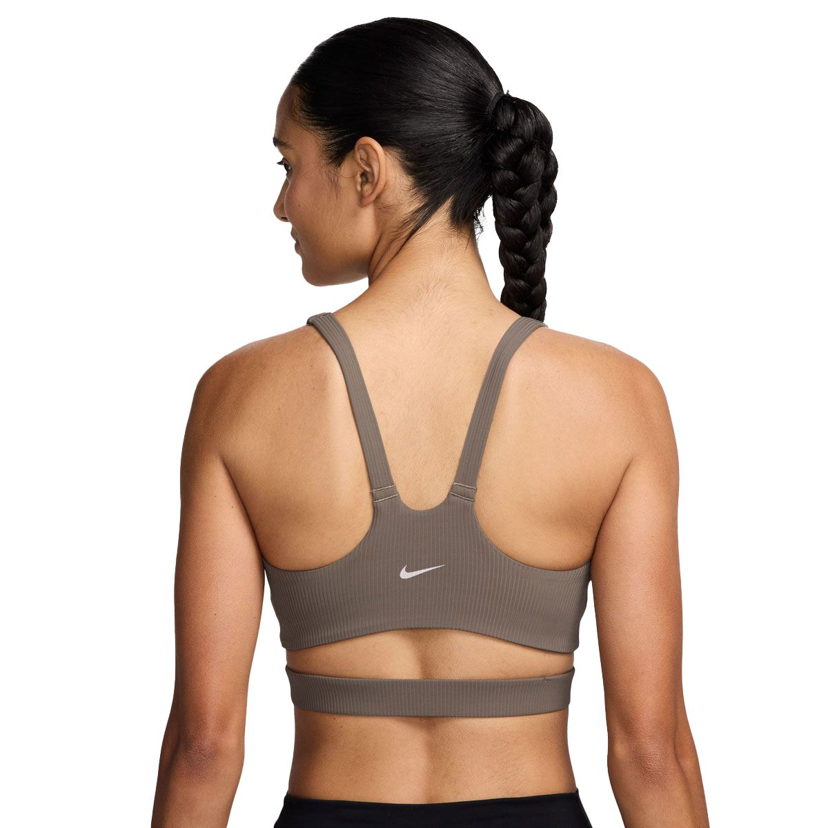 Nike Womens Zenvy Wide Ribbed Light Support Padded Sports Bra - Black slider