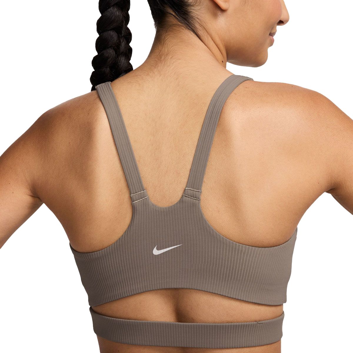 Nike Womens Zenvy Wide Ribbed Light Support Padded Sports Bra - Black slider