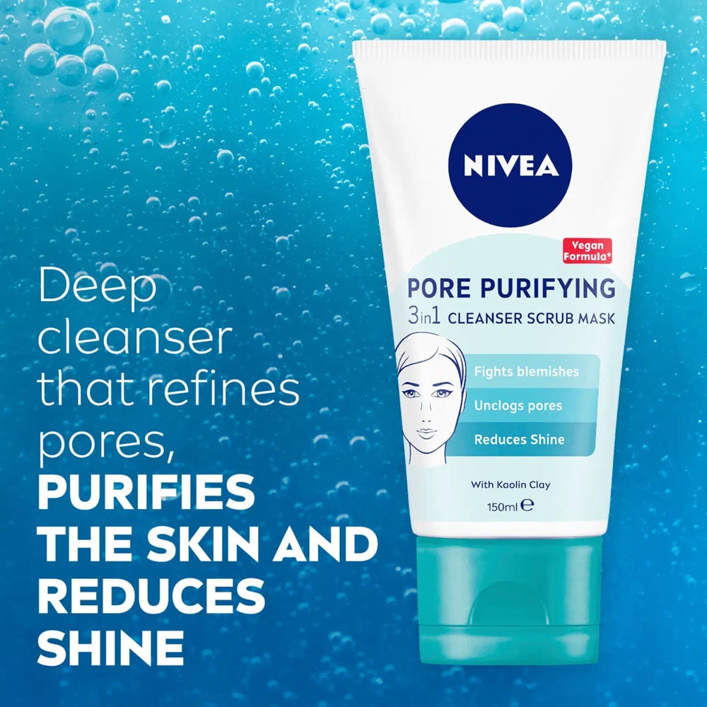 Nivea Cleanser Scrub Mask Pore Purifying 3-In-1 With Kaolin Clay 150ml slider