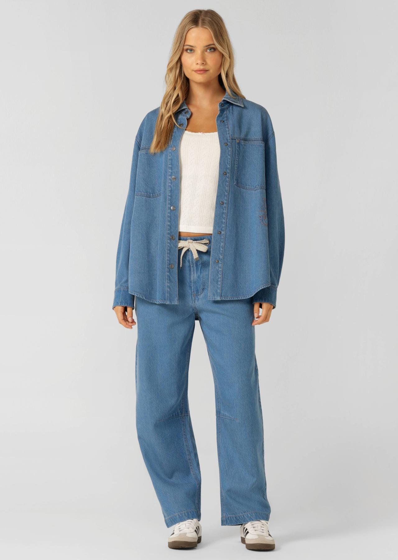 Off Duty Vintage Wash Denim Pants - Blue Denim - Shop valet