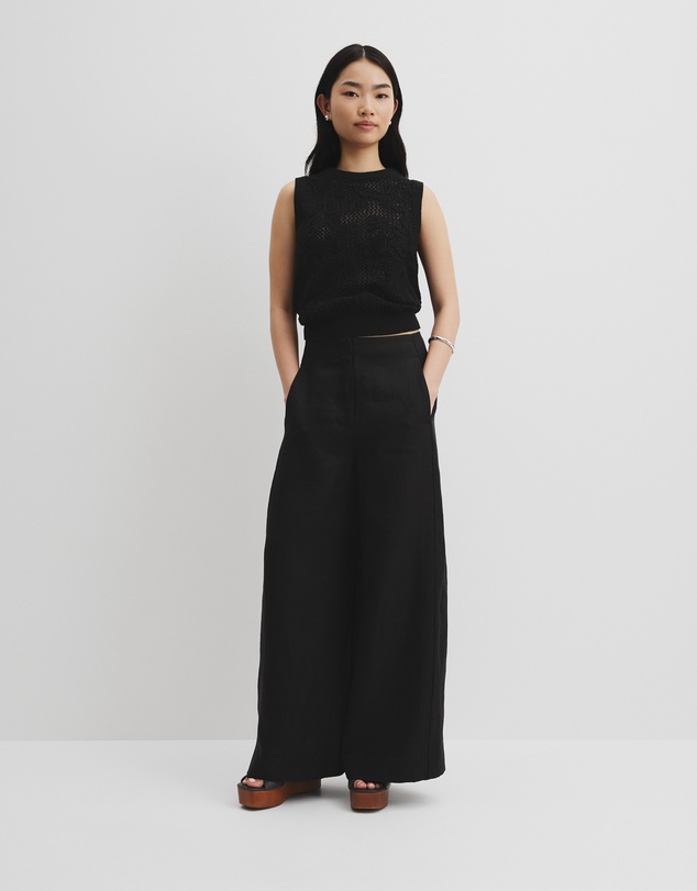 Organically Grown Cotton Applique Knit Tank - Black