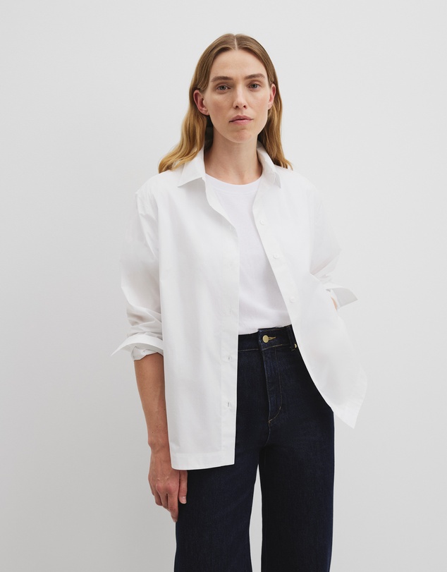Organically Grown Cotton Poplin Shirt - Antique White