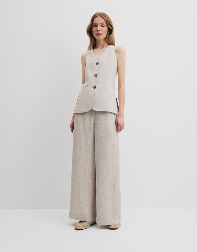 Organically Grown Linen Panel Pant - Sand