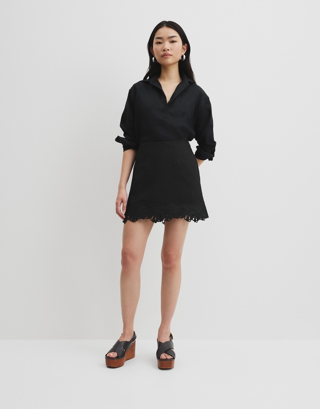 Organically Grown Linen Popover - Black