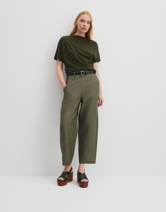 Organically Grown Linen Tapered Pant - Deep Olive