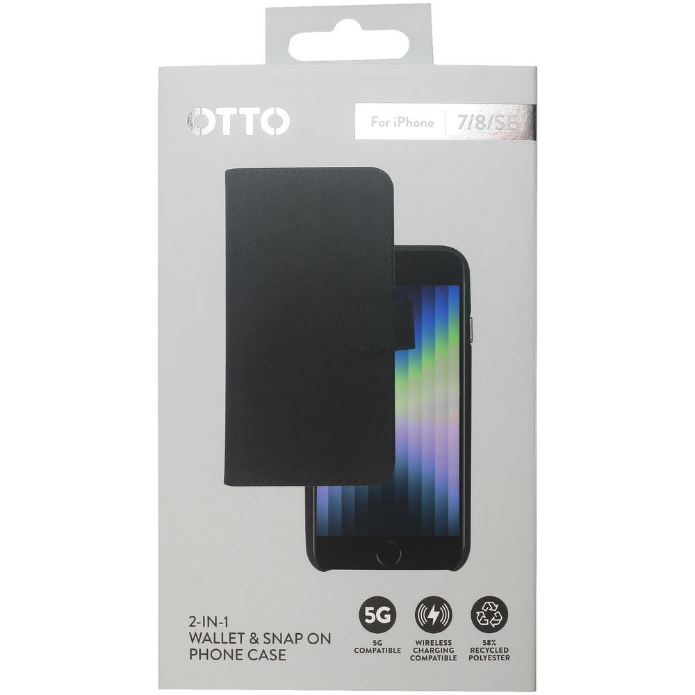 Otto Textured Wallet Case for iPhone 7/8/SE Black slider