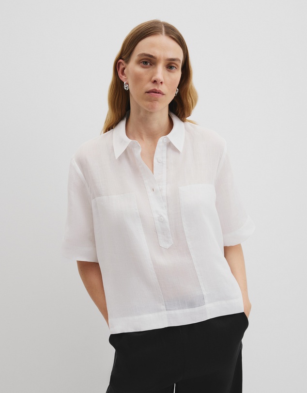 Panelled Crop Popover - White